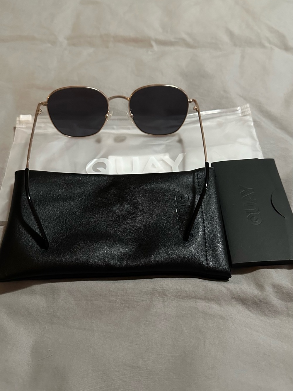 Pola Quay Jezabell Gold Frame Sunglasses with Black Lenses and Black Temple Tips
